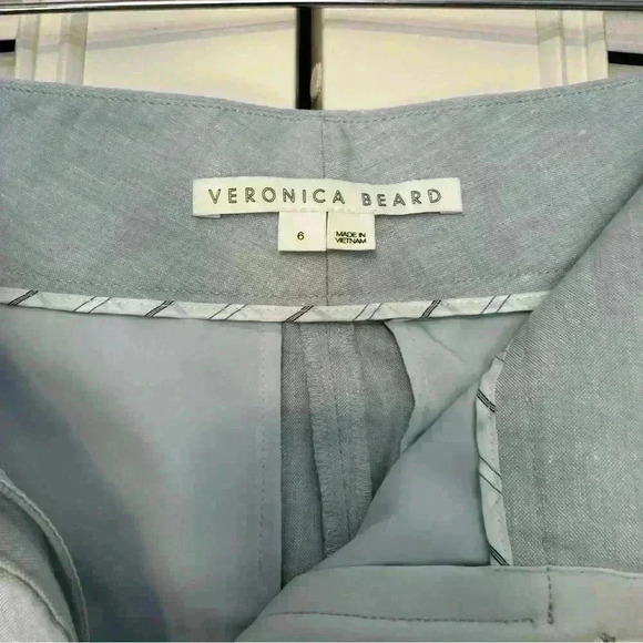 Veronica Beard Jeanne Light Blue Linen Blend Crop Wide Leg Pants 6 nautical crop - Picture 11 of 15